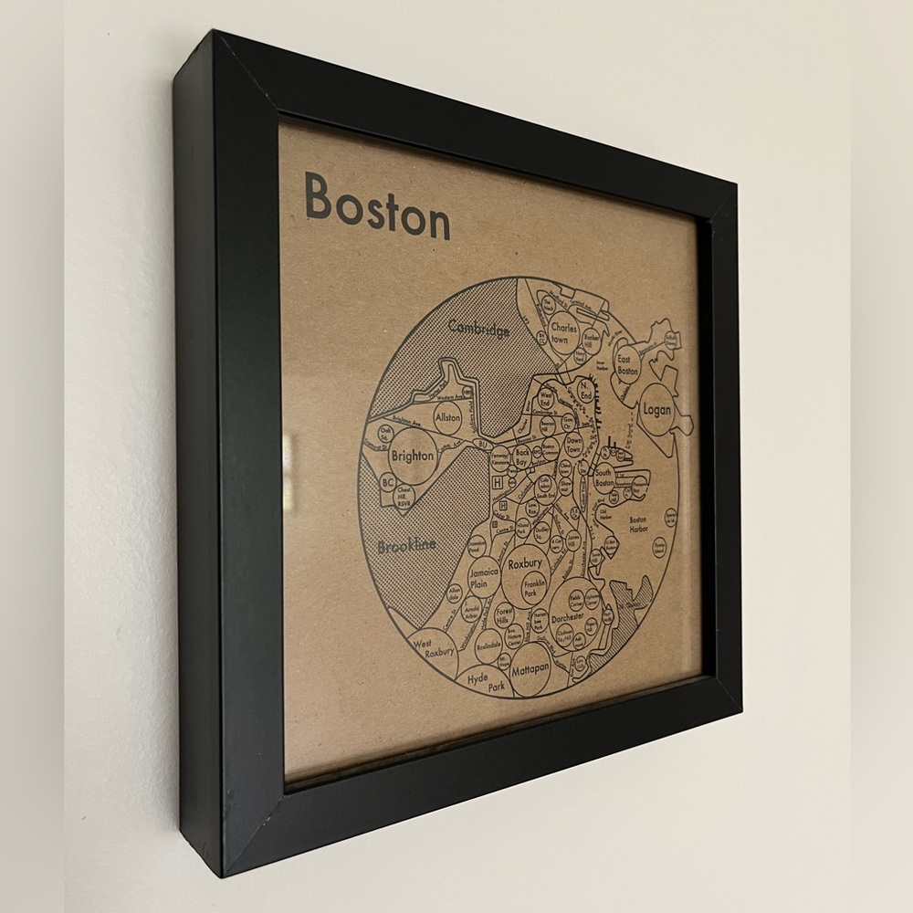Boston Neighborhood Framed Map